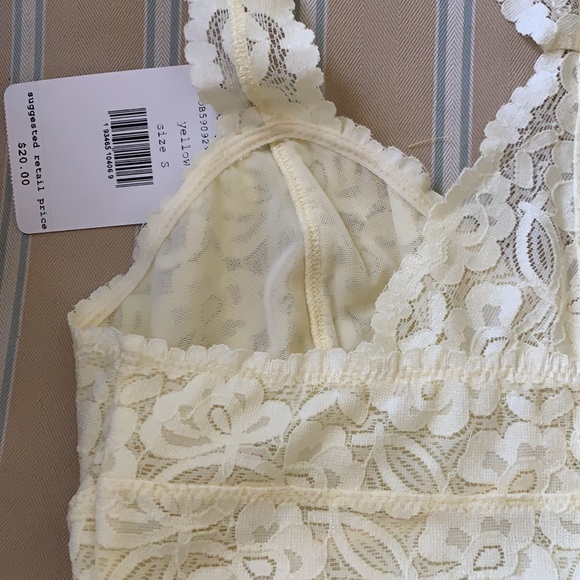 FREE PEOPLE INTIMATELY GALLOON LACE RACERBACK BRALETTE IN YELLOW SIZE SMALL - Picture 8 of 10